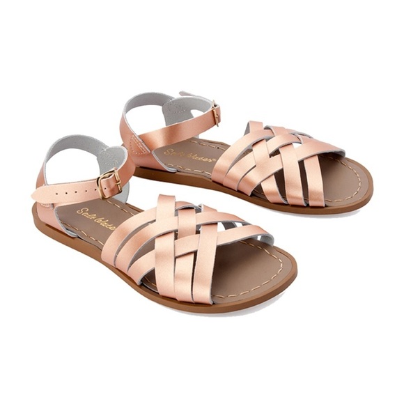 Retro Salt Water Sandals leather rose gold ankle strap 12 - Picture 1 of 4